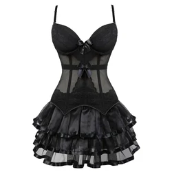 Gothic Sexy Corset With Straps Lingerie With Garters Dress  Skinny Womens Two Peice Sets Outfit Lace Up Party Victorian Clubwear