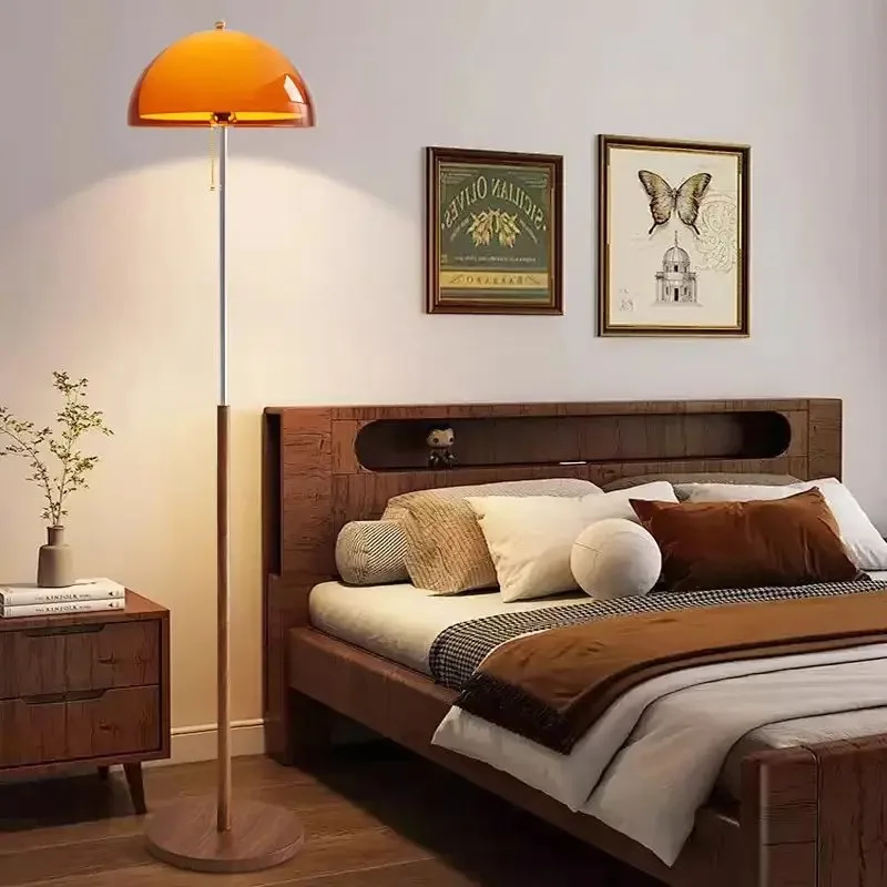 Vintage Acrylic Lampshade Floor Lamp Modern Dark Brown Minimalist Light Fixture E27 Bulb Floor Lighting For Parlor Bedside view 6