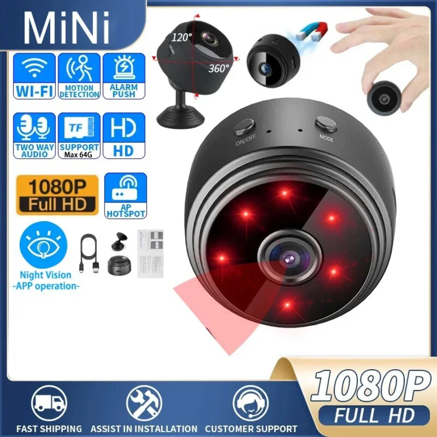 A9 Mini Camera WiFi Wireless Monitoring Security Protection Remote Monitor Camcorders Video Surveillance Smart