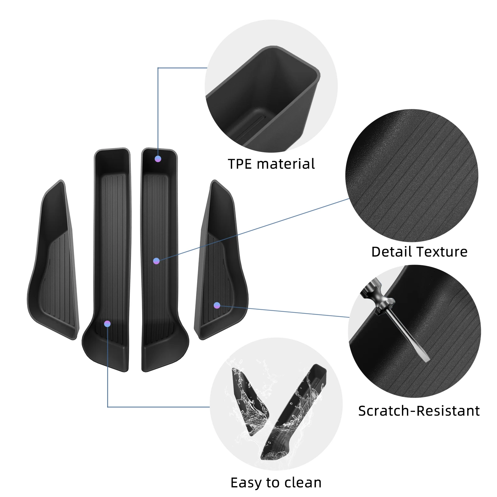 Sambee for BYD ATTO3 ATTO 3 YUAN PLUS 2025 2026 Car Front Rear Door Handle Storage Tray Insert TPE Car Interior Accessories 4PCS