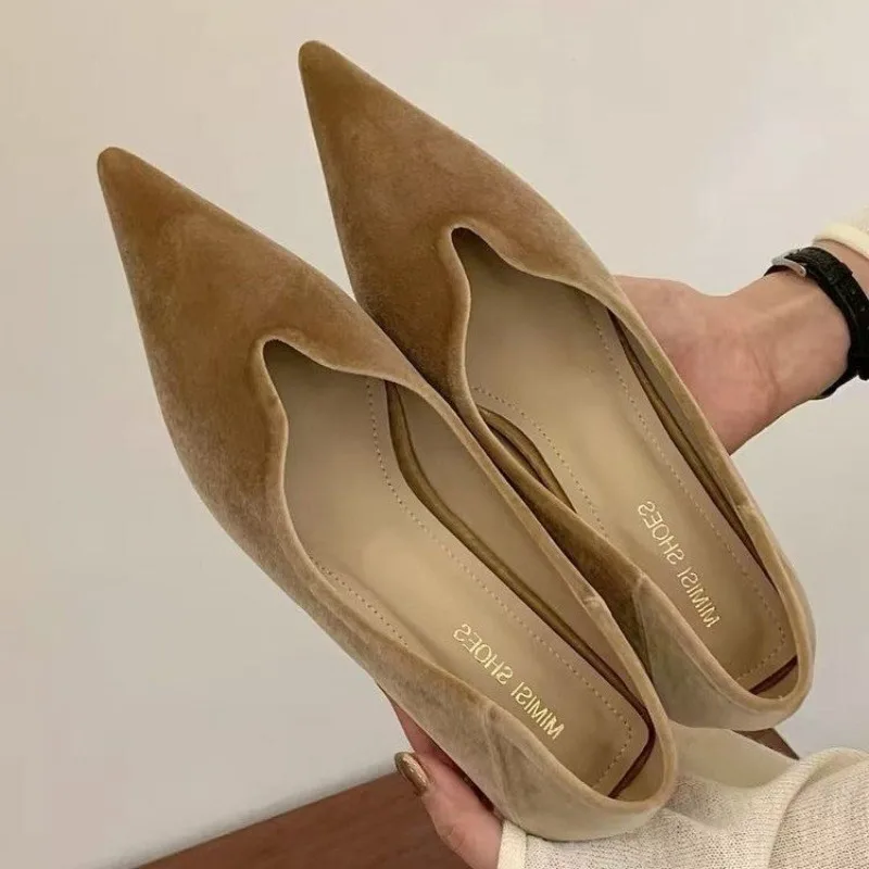 Women Pointed Toe  Shoes Metal Buckle Slip on Comfortable Elegant Office Dress Ballerina Loafers