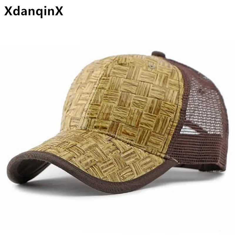 Original Summer Mesh Cap Breathable Baseball Caps For Men And Women Sunscreen Hardtop Grass Weaving Camping Fishing Hat Golf Cap