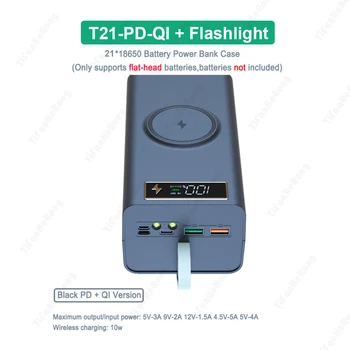 Alternative view of T21 Battery Storage Box 21*18650 with Flashlight Power Bank Case Battery Holder Box Dual USB 18650 Battery DIY Shell Storage