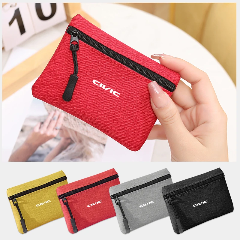 

Car Logo Mini Coin Purse Vintage Canvas Wallet Solid Hand-held Zip Card Wallet For Honda Civic Accord CRV Jazz Fit HRV Odyssey I