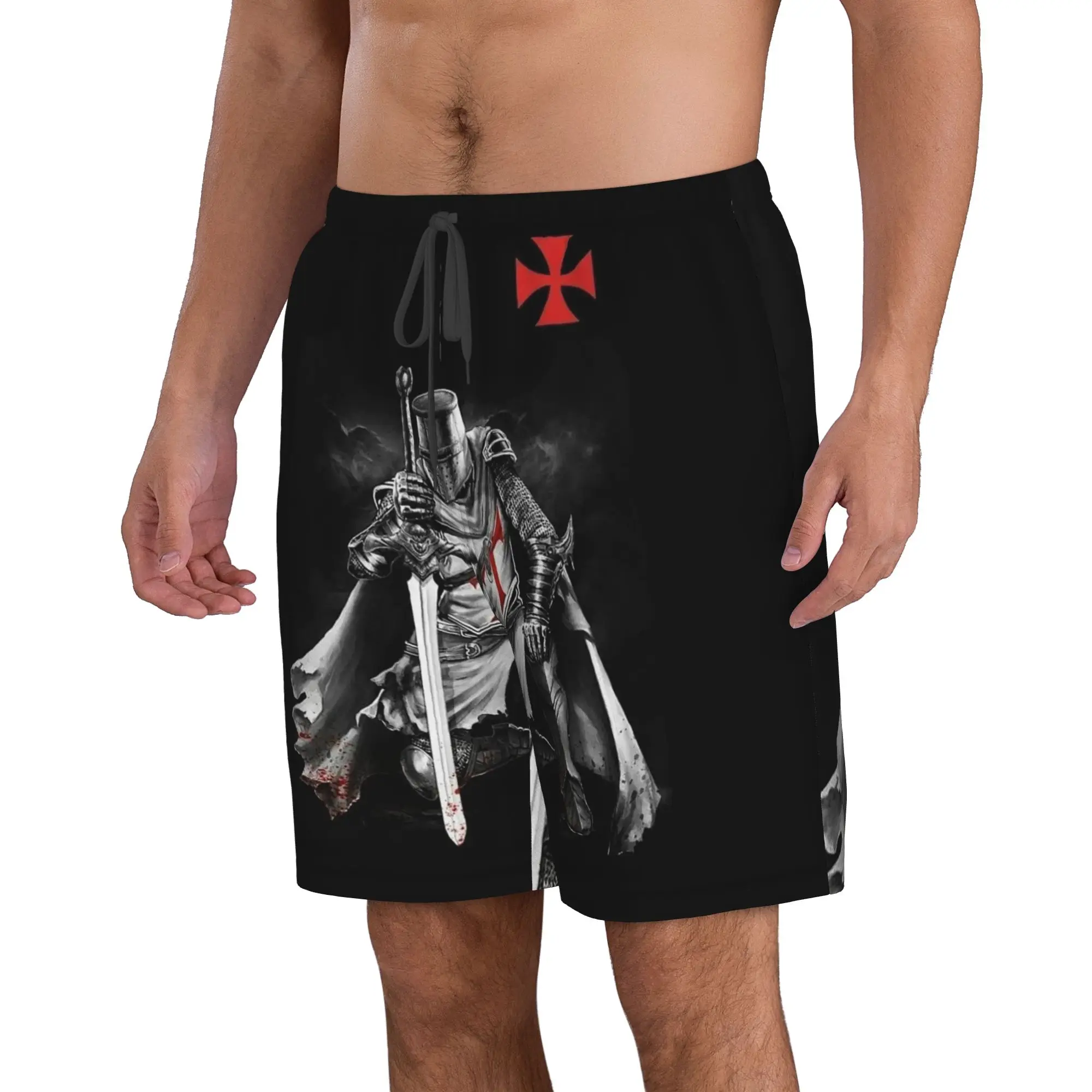 Knights Templar Trunks Beach Board Shorts Casual Quick Dry Swimming Summer Men Pants