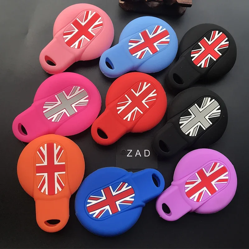 ZAD Silicone car Key cover Case fob set cup Bag Fit for BMW MINI Cooper 2014 2015 f55 f56 3button key