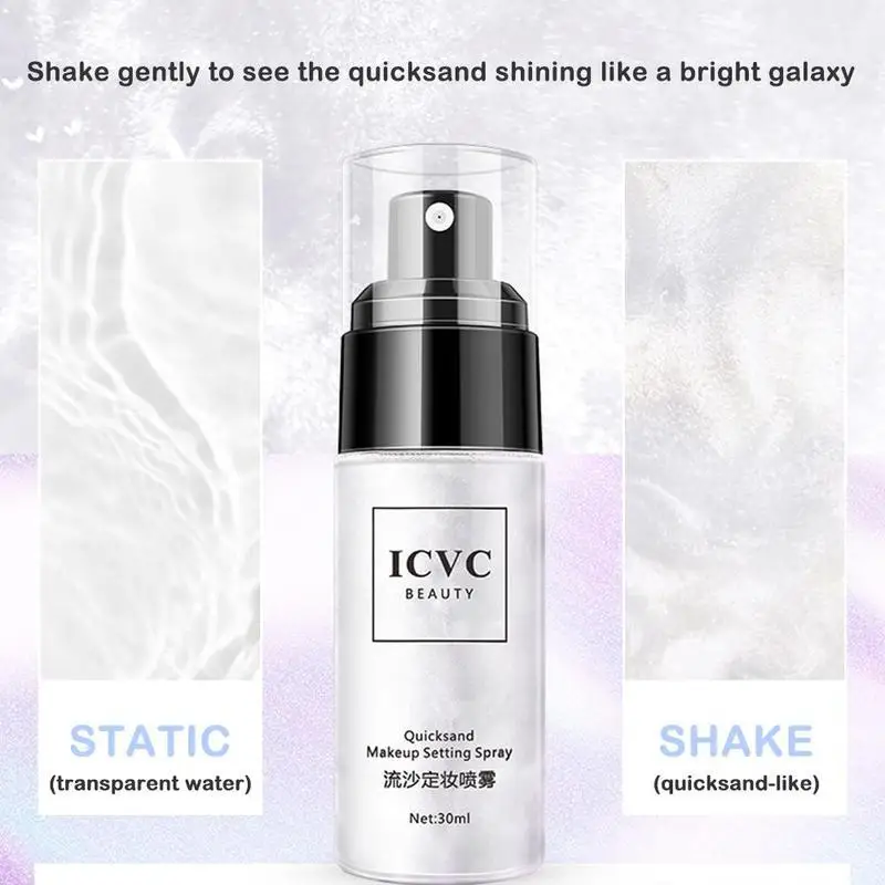 1/3/5 szt. Spray utrwalający makijaż, kontrolujący wydzielanie sebum, wodoodporny, szybkoschnący, transparentny, z brokatem, długotrwały, utrwalający makijaż efektem płynącego piasku
