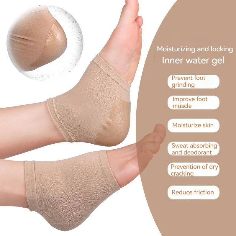 Protetor de silicone manga almofadas calcanhar copos plantar fasciite apoio pés cuidados com a pele reparação almofada meia meias gel calcanhar