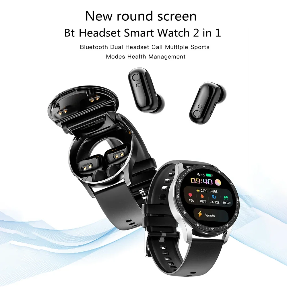 X7 Headset Smart Watch TWS, jam tangan pintar Bluetooth dua nirkabel panggilan kesehatan tekanan darah olahraga musik