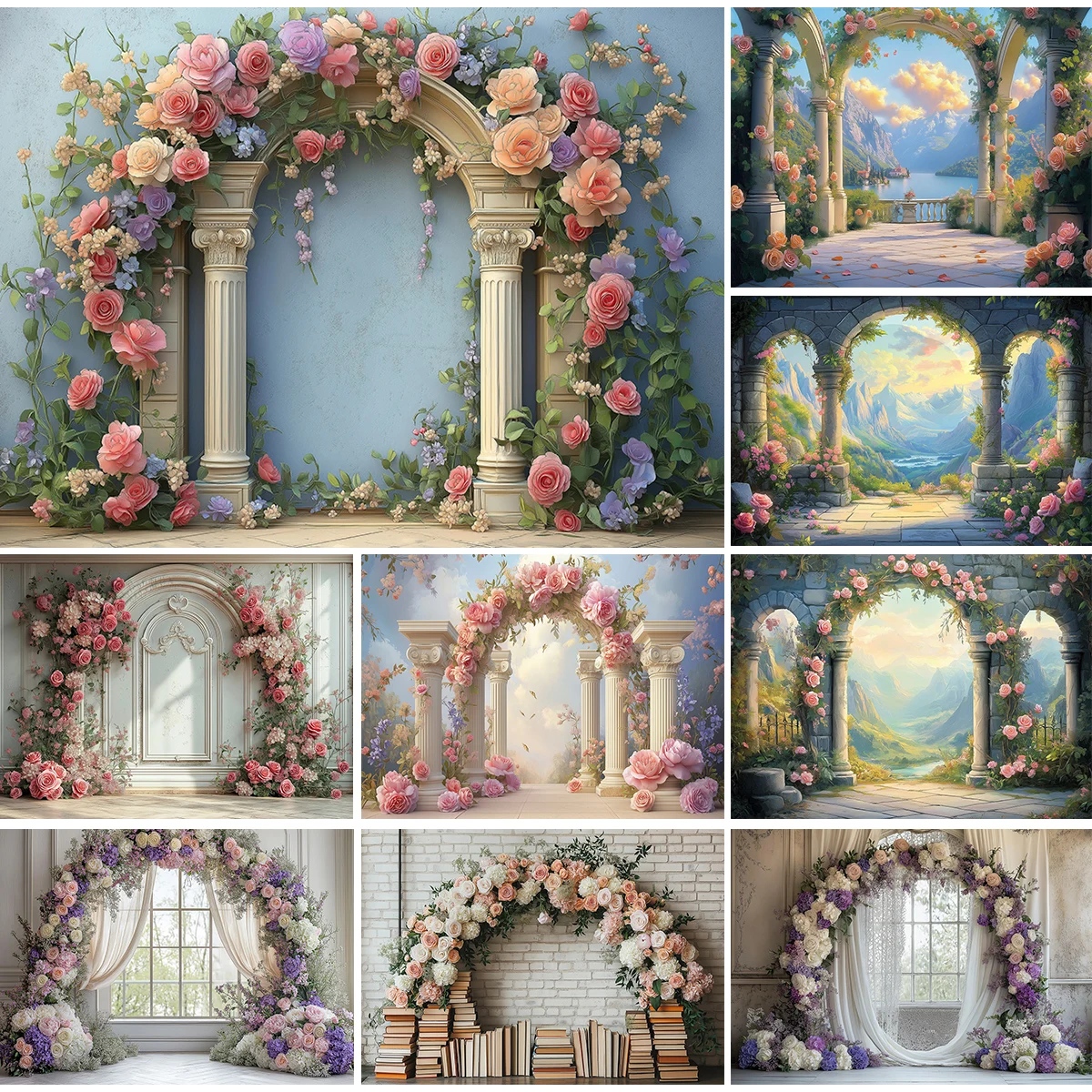 

Elysian Rose Trail Photography Backdrop Kids Newborn Baby Portrait Photo Backgrounds Child Pregnant Women Floral Backgroundss
