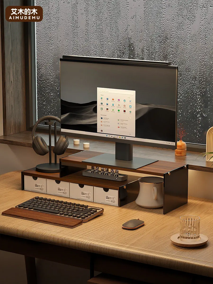 Acrylic heightening rack with drawer monitor heightening rack Multifunctional shelf Desktop screen Storage rack Office