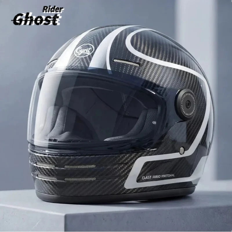 

CYRIL DOT ECE Carbon Fiber Helmet Full Face Helmet Cover Retro Helmet Men and Women Motocross Cool Locomotive Casco Capacete