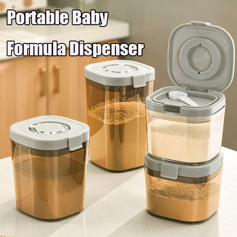 Moisture-proof Baby Food Storage Box With Scoop 800/1300/1800ml Milk Powder Dispenser Container For Travel Outdoor Activities