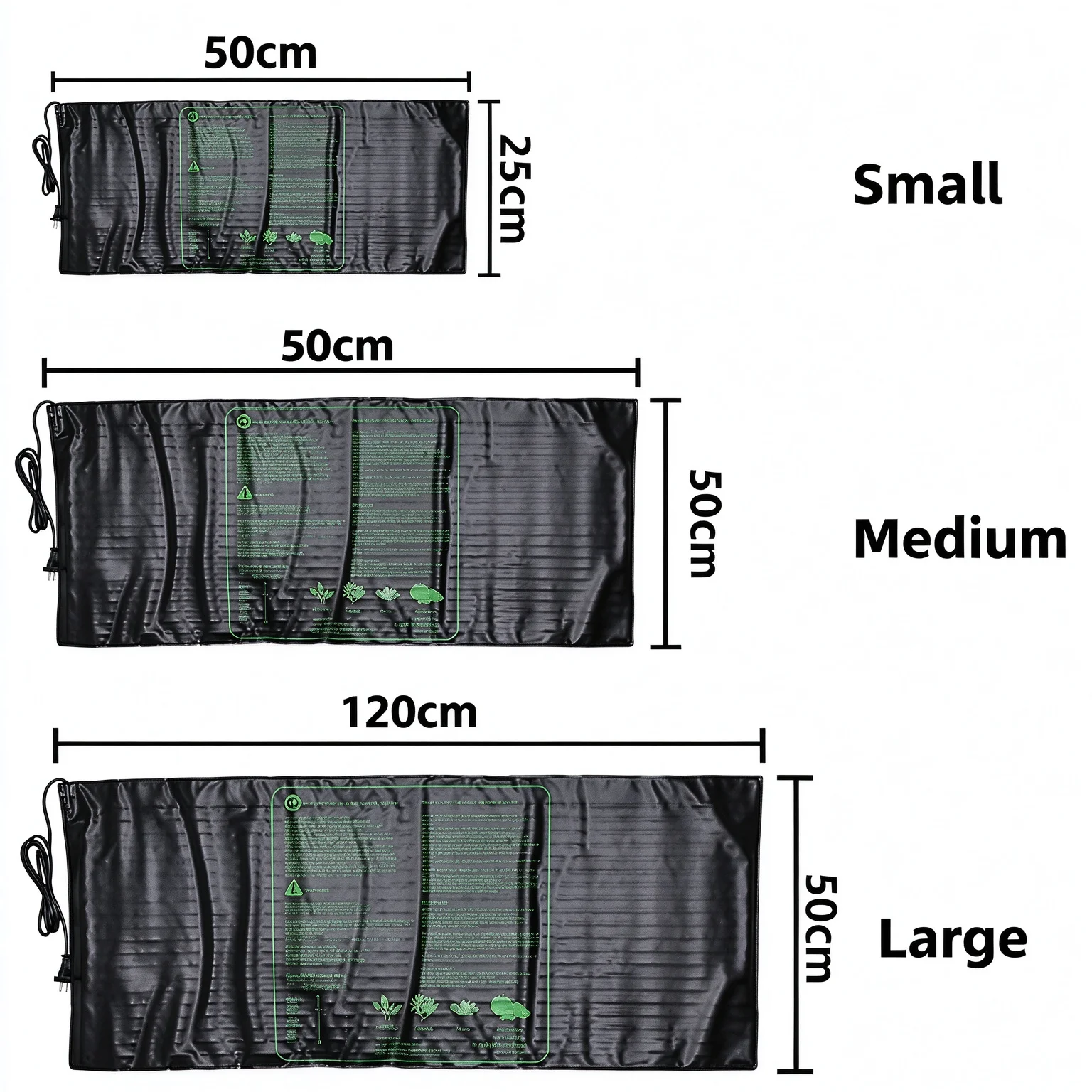 Garden Seedling Heating Mat 17.5W 45W 100W PVC Waterproof Sheet Max 45℃ Surface Temp Seed Tray Incubation Greenhouse Breeding