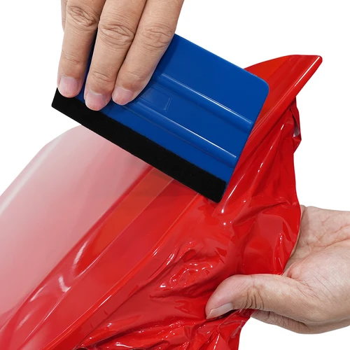 Imagen 2 del producto Pegatina de coche, envoltura de vinilo adhesiva roja brillante para coche, película de cambio de Color PET, película de envoltura sin burbujas, accesorios para Interior y Exterior de coche