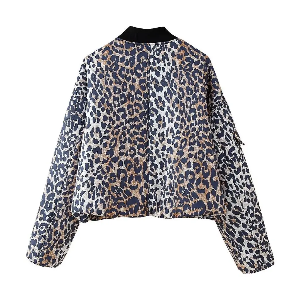 

Women's Animal Print Cotton-Padded Jacket Autumn Winter Baseball Style Wholesale European And American Fashion 6410