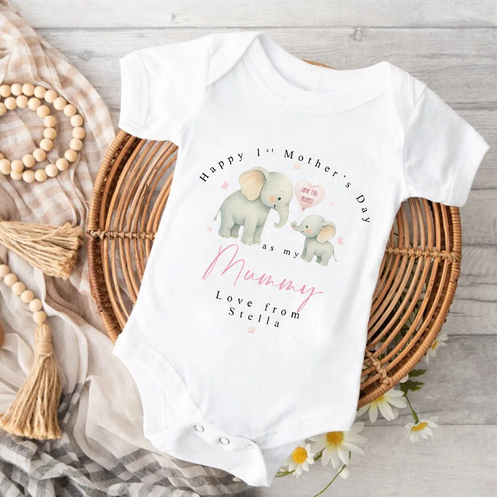 Personalized Happy First Mother's Day Baby Cotton Romper Custom Name Newborn Jumpsuit Mother's Day Gift