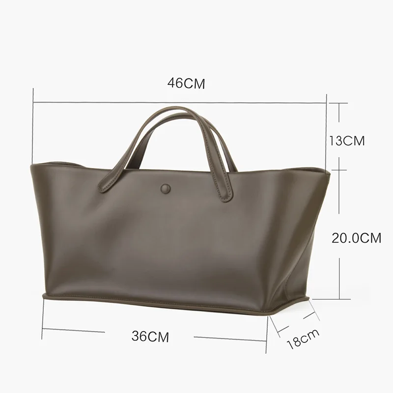 Donna-in Genuine Leather Handbag Split Cowhide Casual Tote Bag for Women Large Capacity Commute Top Handle Bags