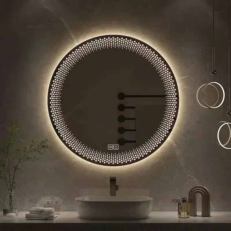 

TAO Tao 3 Colors Adjustable Smart Bathr Mirror 60/70CM Round LED Bathroom Mirror Hotel Bedroom Wall Mounted Defogging Decorative