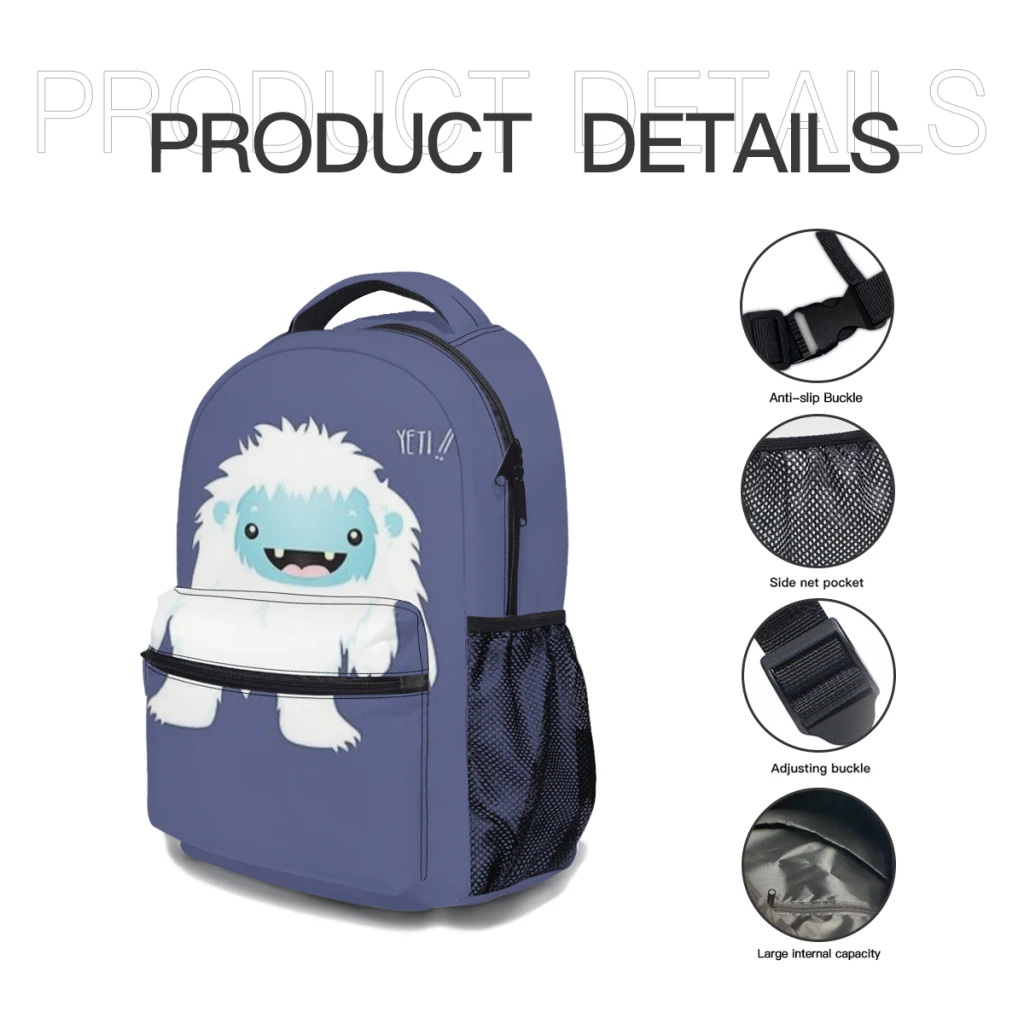 Yeti !! For Girls Large Capacity Student Backpack Cartoon School Backpack  17inch