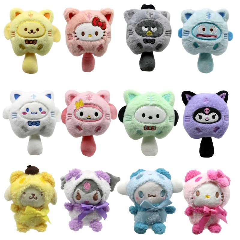 New Sanrio Cartoon Hello Kitty Plush Toy Kawali Kuromi My Melody Cinnamoroll Soft Stuffed Doll Pendant Toys Girl Kids Xmas Gift