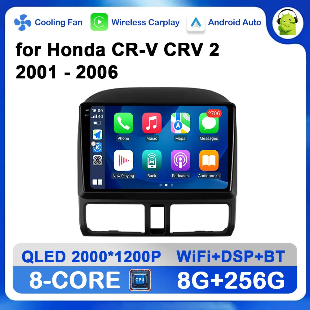 

9 inch for Honda CR-V CRV 2 2001 - 2006 Android OS Car Radio Video Multimedia Player GPS Navigation WIFI DSP Stereo 4G Bluetooth