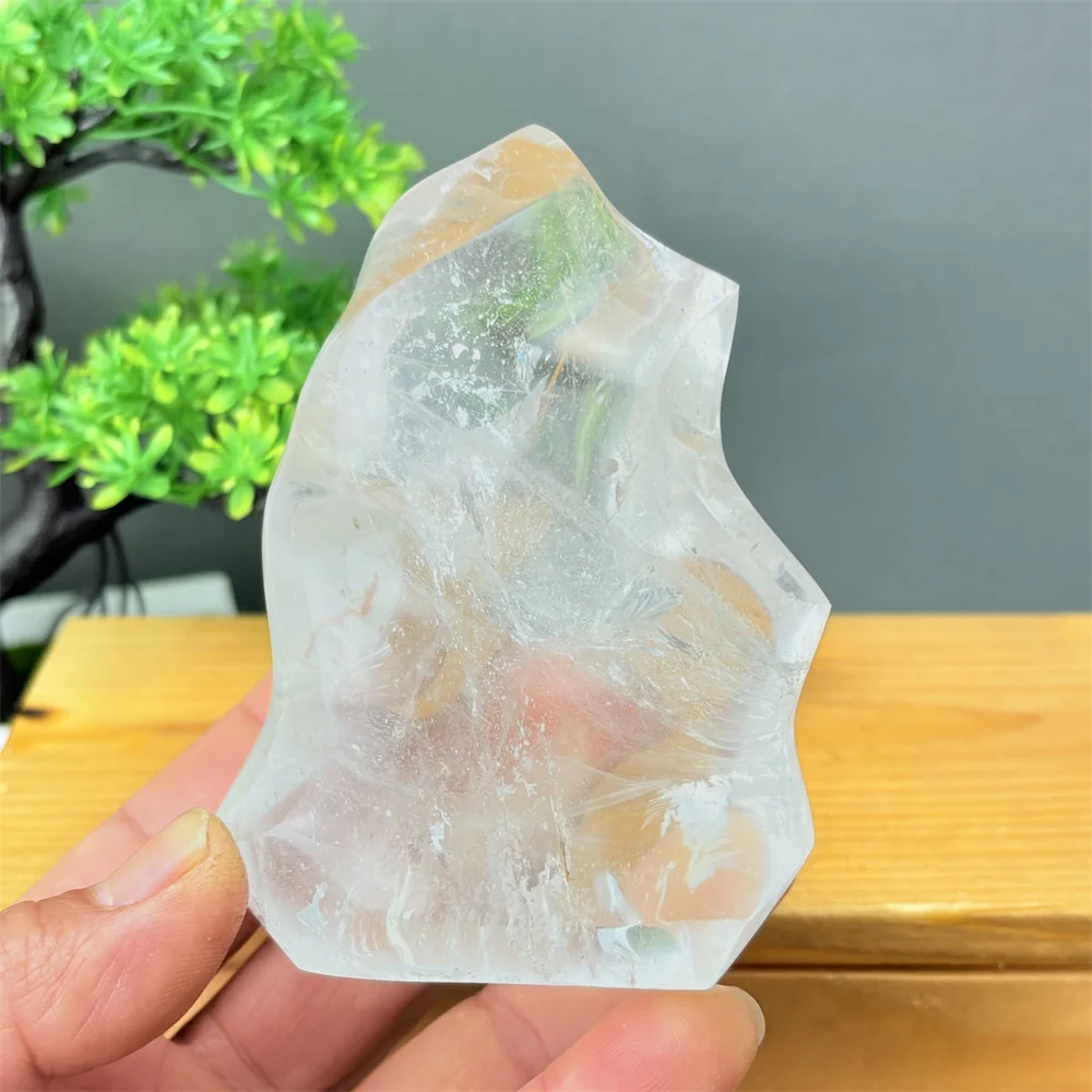 Natural Gemstone White Crystal Free Form Reiki Healing Shape Home Decor Feng Shui Meditation Torch - Unique Holiday Gift