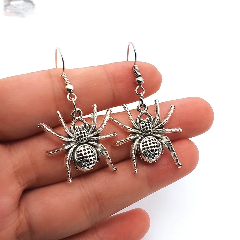 new fashion Asymmetrical Spider and spider web dangle earrings for women punk goth gothic jewelry for Halloween B-5