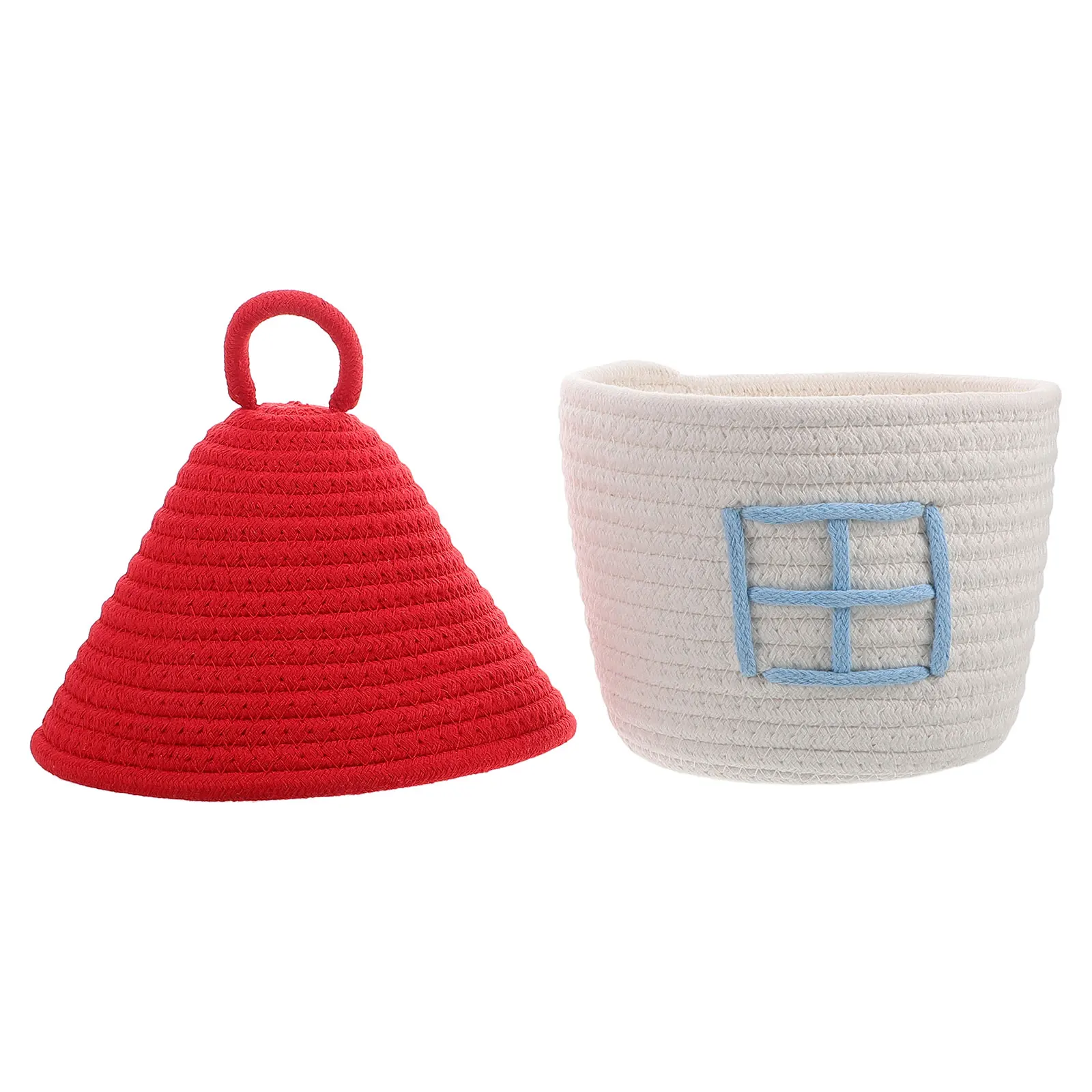 

Cute House-Shaped Cotton Woven With Lid Creative Decorative Box For Living Room Bedroom Nursery Organizer Small Storage Bedside