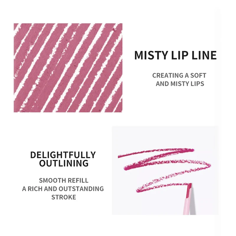 ホワイトウォッシュノンスティックカップ両面リップライナー、マットミスト、輪郭のある形状、メイクアップ充填付きリップバラ
