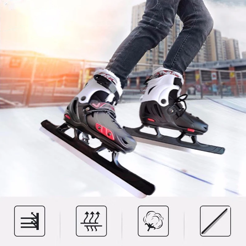 Ice Skating Shoes Inline Skates For Men Women Thermal Warm Thicken Ice Figure Sneakers With Ice Blade For Kids Adult Teenagers