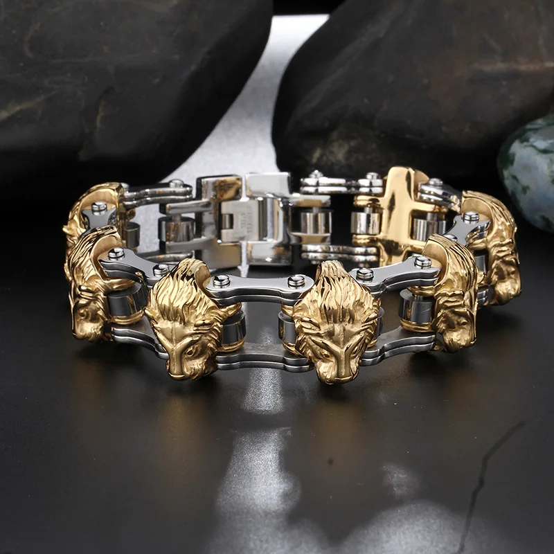 Hammered Pattern Stainless Steel Twisted Chain Bracelet for Men & Women - Adjustable Length 9mm 7.5inch
