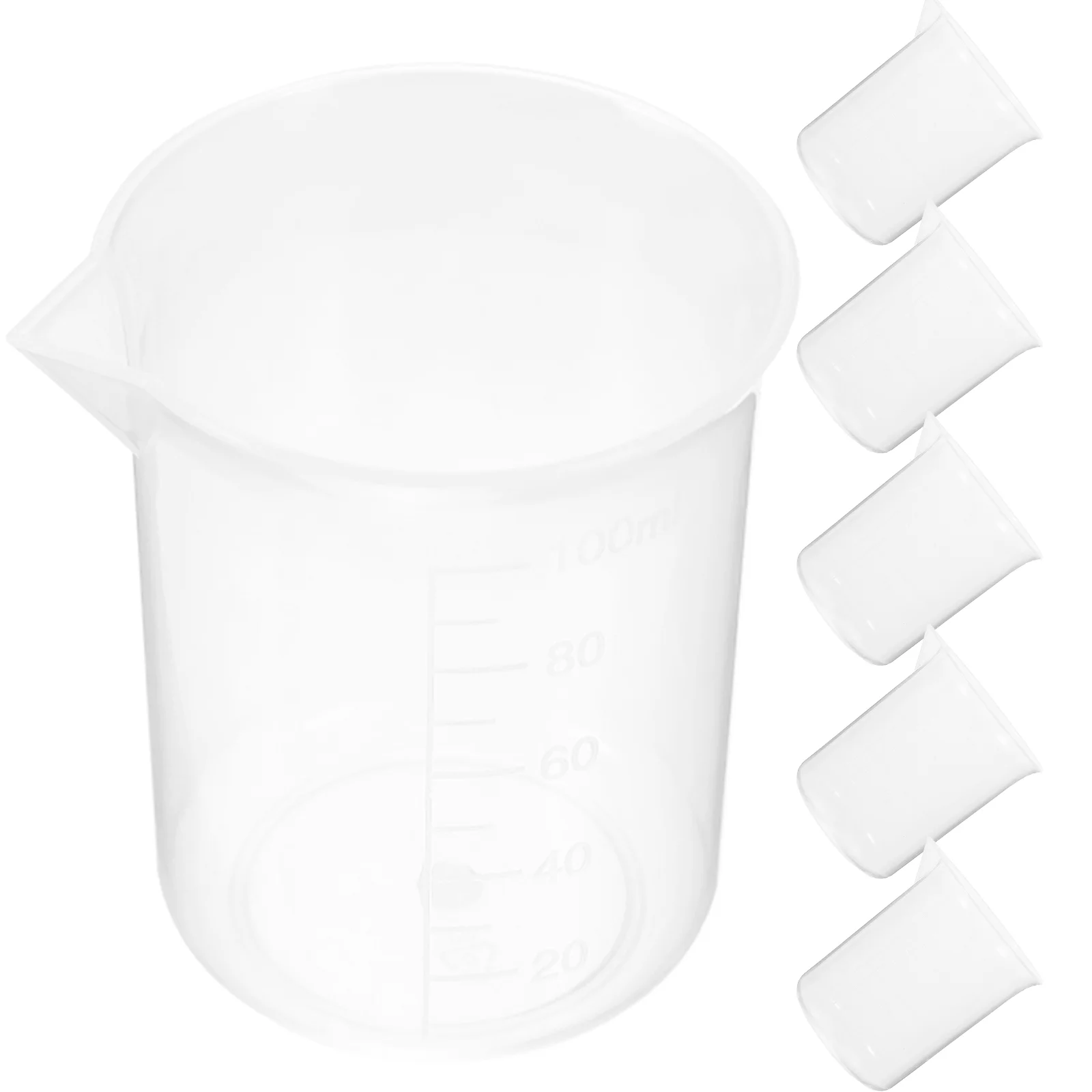 

6pcs 100mL PP Plastic Graduation Beakers Measuring Cups Liquid Container Plastic Beaker Plastic Measuring Cup