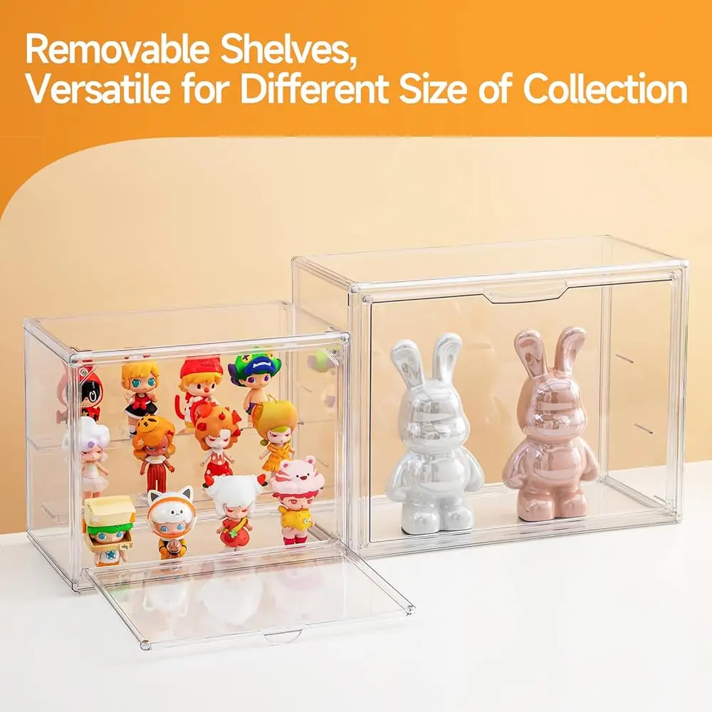 Acrylic Display Cases For Collectibles, 3 Tier Clear Shelf Boxes For Figures, Miniature Dustproof And Stackable Action Figure