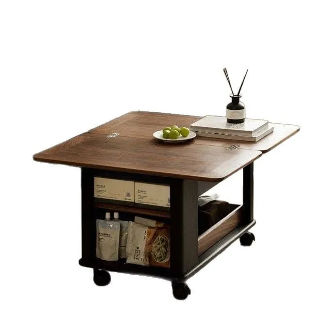 

Solid wood trolley foldable movable small apartment side few antique balcony multi-functional tea table storage corner few