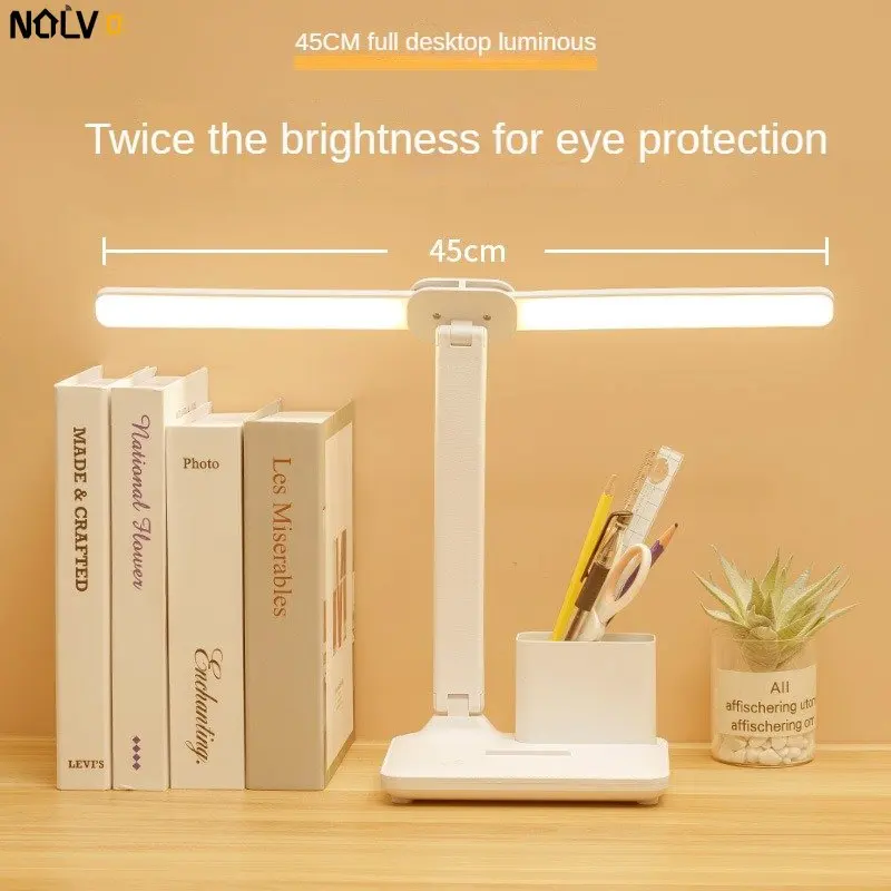 

Touch Control 3 Color Stepless Dimming Reading Light Double Head Led Desk Lamp Eye Caring Office Lamp For Home Office