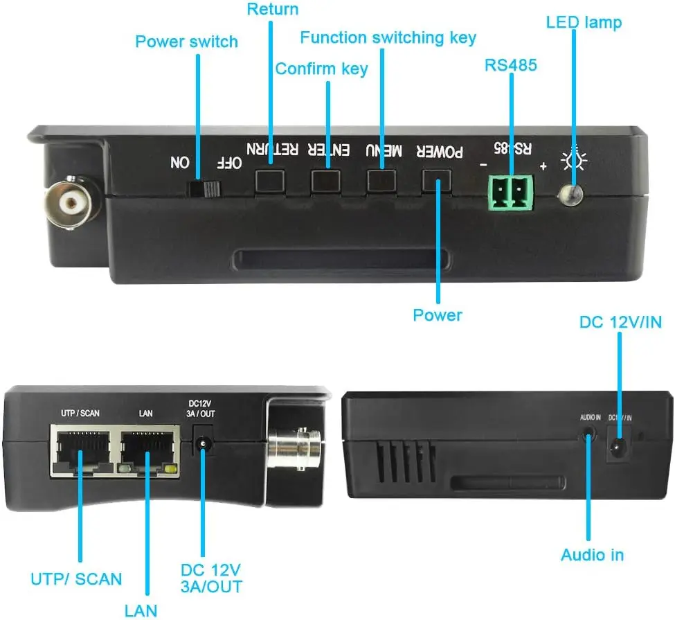 Tahlitech 5 in 1 CCTV Tester Support Up to 4K IP Camera 8MP AHD TVI CVI Camera Video Monitor POE Out IP Scan UTP Cable Test