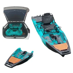 2-Piece modular removable kayak with skirting and propeller pedal motor kayak