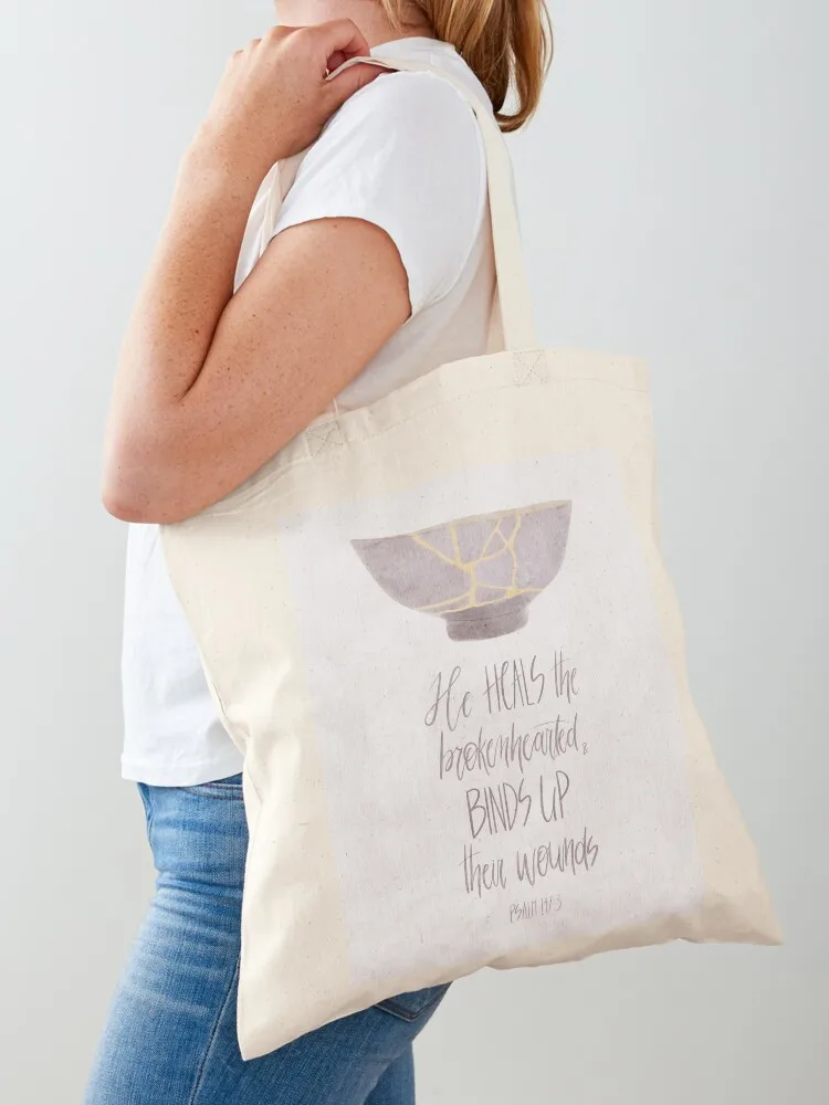 He heals the brokenhearted and binds up their wounds - Psalm 147:3 Tote Bag Shopper Women's handbag Canvas Tote Bag