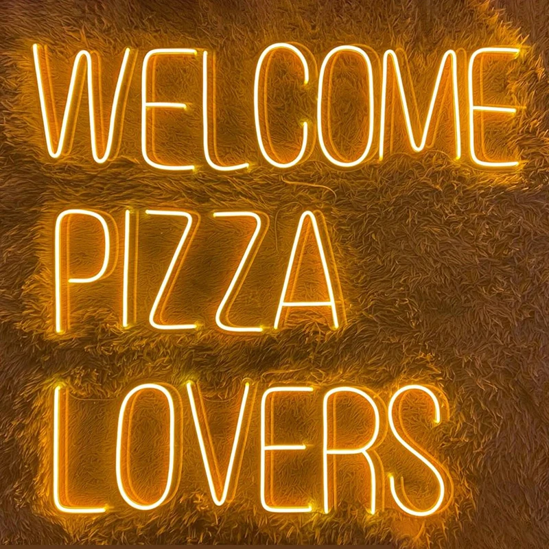 

Welcome Pizza Lover Neon Sign Pizza Store Wall Hangings Led Neon Signs Restaurant Logo Home Room Decor Customized Neon Light