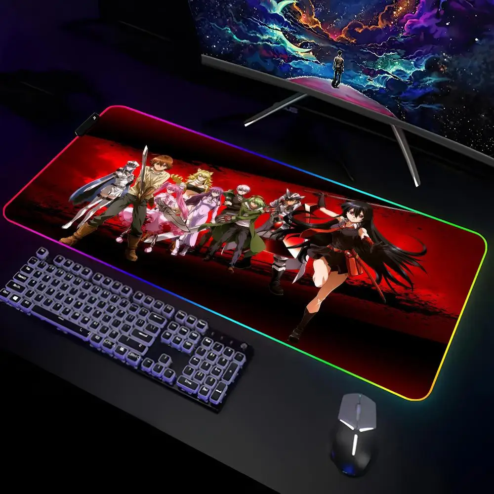 Akame ga Kill Mouse Pad Gamer RGB Deskmat Keyboard Mat Gaming Laptops LED Mousepad Desk Protector Anime Mause Mats