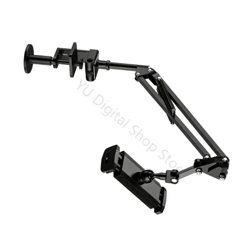 96BA Desk-Mounted Phone and Tablet Holder with Padded Contact Surfaces, Spring Holder, Folding Articulated Steel Arm, and