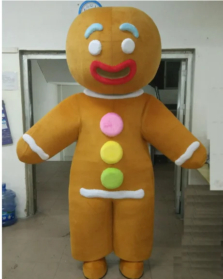 Nieuwe volwassen hete verkoop peperkoek man pop fancy cartoon mascotte kostuum pluche kerst fancy dress halloween mascotte kostuum