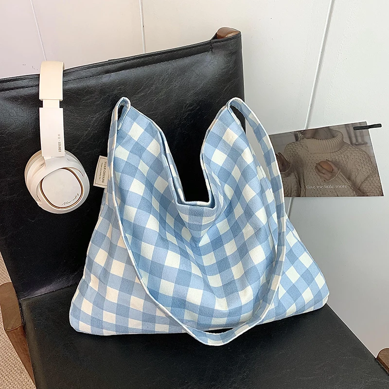 Youth Fresh Plaid Women's Crossbody Bag 2025 New Casual Large Capacity Tote Bag Commuting Versatile Crossbody Bag Bolso Mujer