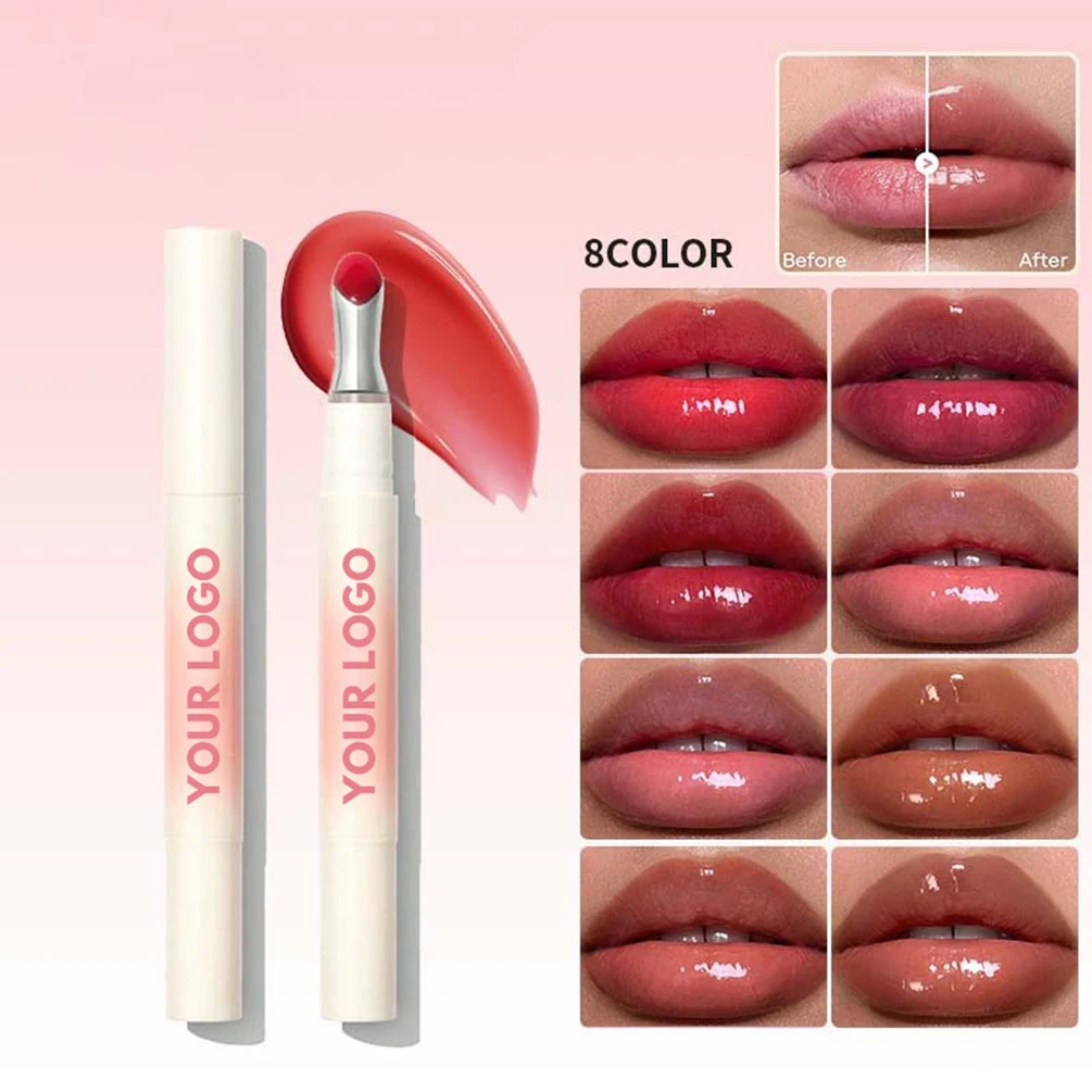 8-color Private Label  Lip Gloss Vegan Pigment Plumping Peptides Long Lasting Moisturizing Smooth Custom Logo Makeup Wholesale