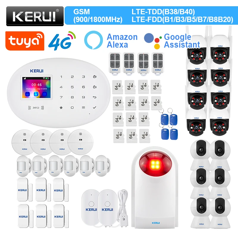 KERUI W204 4G Alarm System Kit with Wireless Alarm Devices PIR Motion Sensor Siren WIFI GSM Burglar Security Home