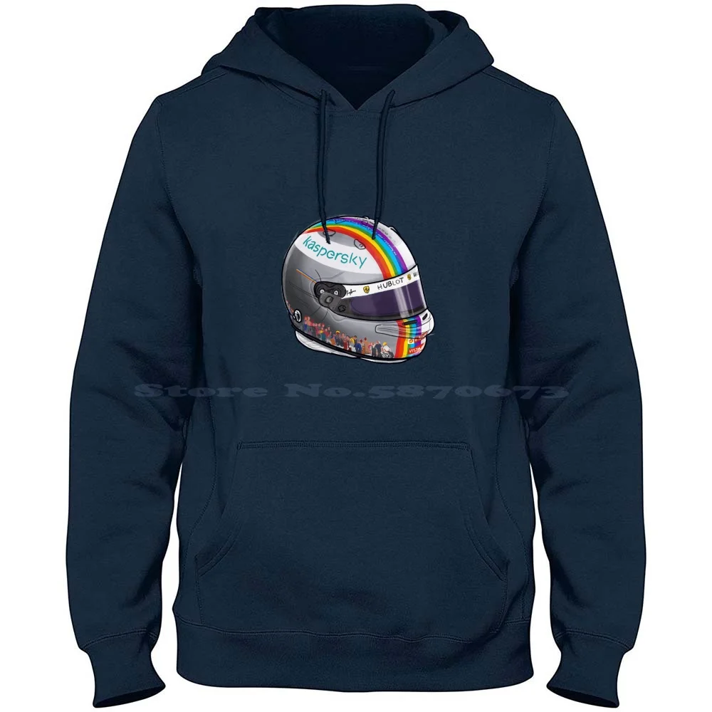 Sebastian Vettel 2020 Diversity Helmet 100% Cotton Hoodie Sebastian Vettel Diversity Rainbow Helmet Sv5