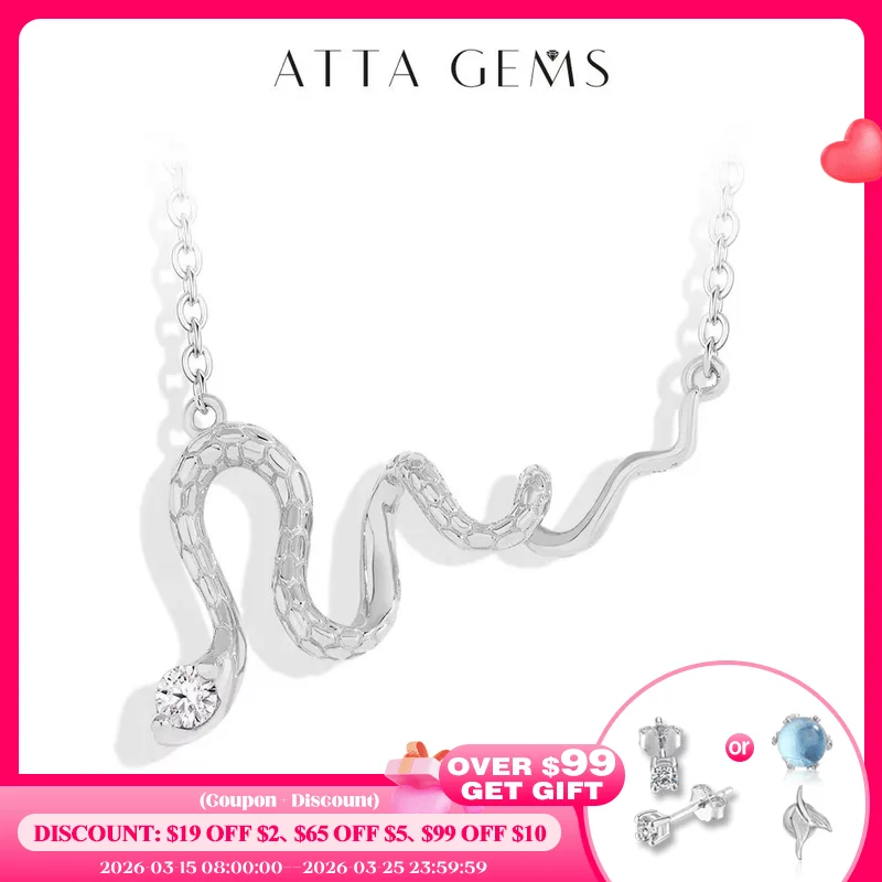 

ATTAGEMS 2025 New Moissanite Necklace for Women D VVS1 Lab Diamond Snake Shape 925 Sterling Silver Engagement Party Jewelry Gift