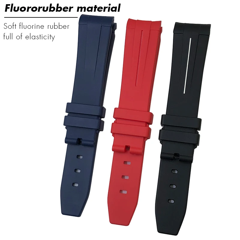 Curved End 19mm 20mm 21mm 22mm Rubber FKM Watchbands for Rolex Submariner Daytona GMT Soft Fluorous Silicone Watch Strap - view 3