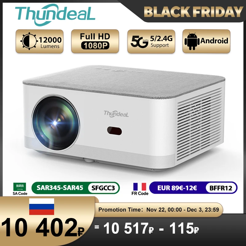 ThundeaL TD92 Pro Full HD Projector Portable Home Theater for 2K 4K 1080P Video Android WIFI Phone TD92Pro Beam Projector Cinema